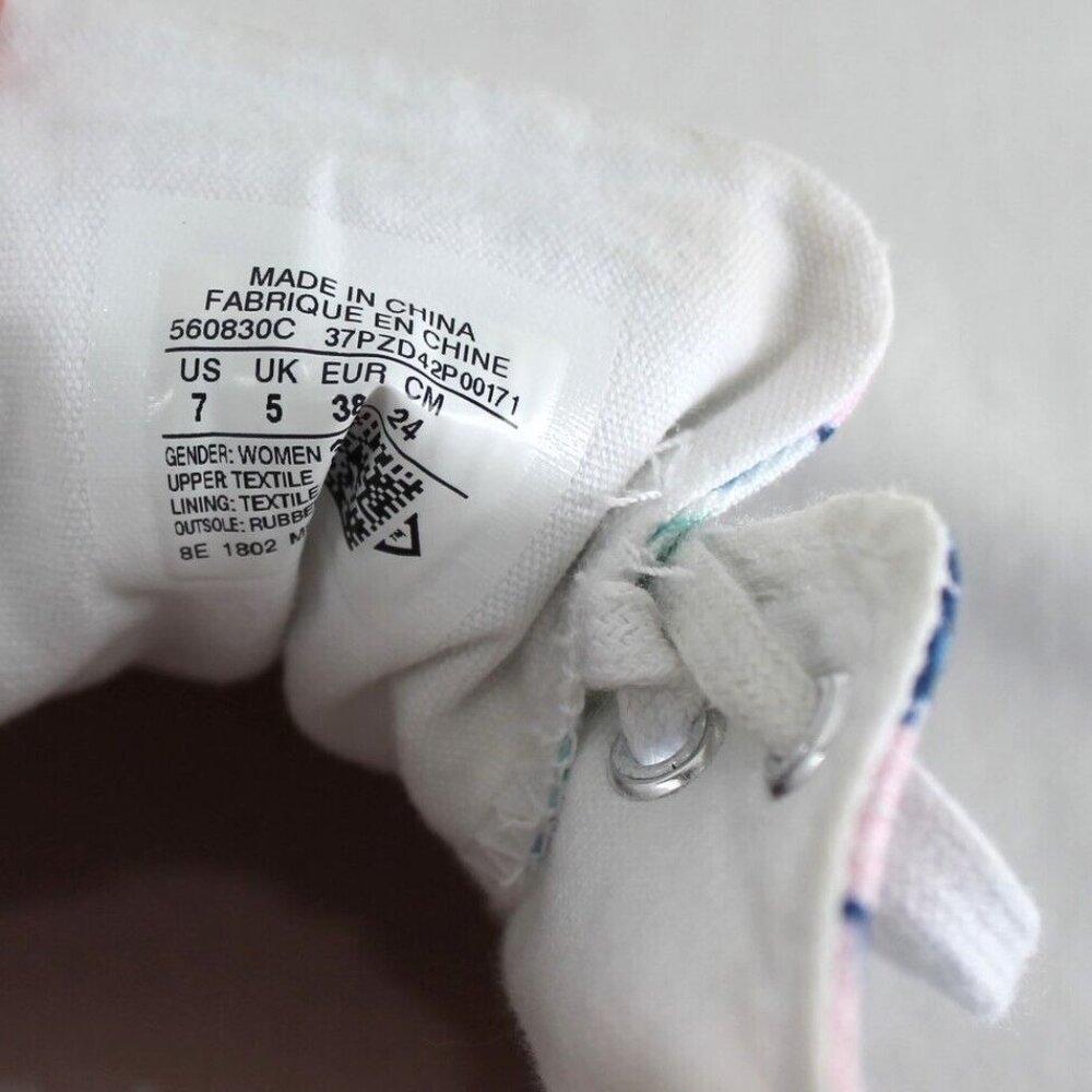 Converse Jack Purcell Womens Sz 7 White Blue Pink Floral Low Top Canvas Sneaker - Picture 10 of 10